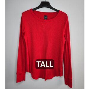 Gap Tall Red Thermal Long Sleeve Top M – Waffle Knit Layering Shirt